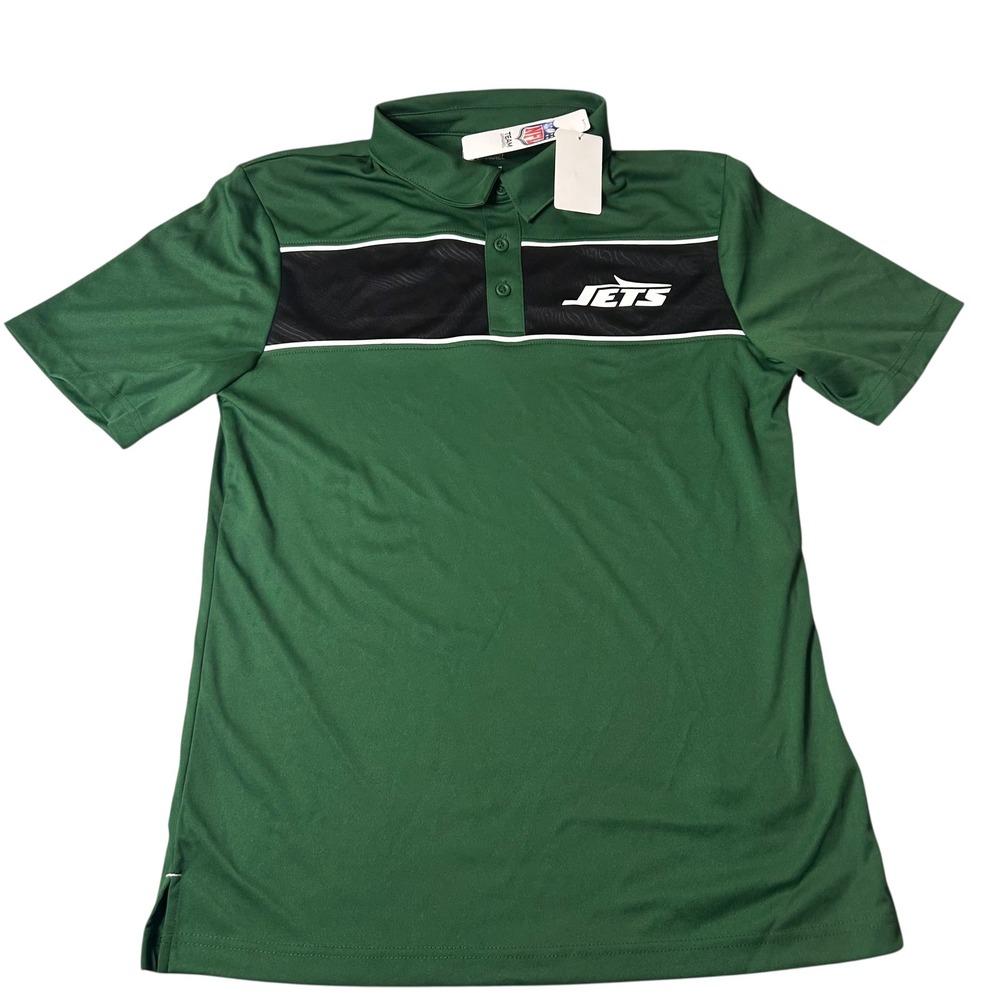 NWT New York Jets‎ Polo Mens M Green NFL Shirt Short Sleeve Football Fan Apparel